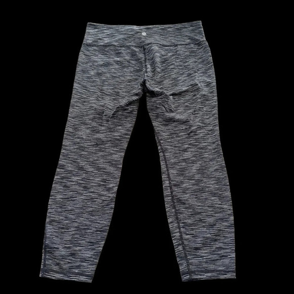 Athleta Size XL Black Power Up Space Dye Cropped Leggings Workout Tights Running - Picture 2 of 8